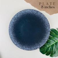ราคา Dish.is.ceramics Black marble set ชุดเข้าเซ็ท จานชามสีดำขอบละอองขาว เลียนแบบหินอ่อนลายจุด จานลายเส้น 8” (12376066)