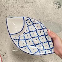 ราคา Dish.is.ceramics จานทรงใบไม้ จานตราไก่ ใส่ออเดิร์ฟ มีช่องใส่น้ำจิ้ม ใส่ของทอด จานสับปะรด ทรงใบไม้ (12383035)