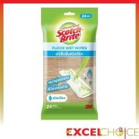 3M Scotch-Brite สก๊อตช์ ไบรต์ ผ้าเช็ดพื้นชนิดเปียก สูตรฆ่าเชื้อแบคทีเรีย 24 แผ่น