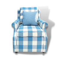 ราคา ddbedroom เก้าอี้นวม วิงแชร์ อาร์มแชร์ สไตล์วินเทจ หุ้มผ้าลายสีฟ้าขาว (12431515)