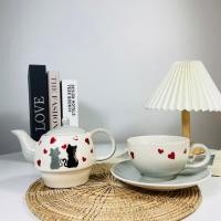 ราคา Dish.is.ceramics ชุดถ้วยน้ำชา ชุดถ้วยน้ำชาพร้อมแก้ว ชุดแก้วน้ำชาลายแมวสุดน่ารัก ชุดกาน้ำชาสีขาว (12375206)