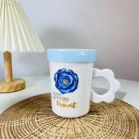 ราคา Dish.is.ceramics Flower mug แก้วมัค แก้วกาแฟ ลายดอกไม้ เนื้อเซรามิค เข้าเวฟได้ น้ำเงิน2 (12375324)