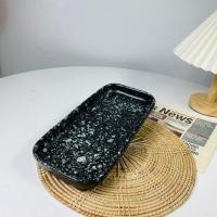 ราคา Dish.is.ceramics จานเปล ลายหินอ่อน เซรามิค สีดำจุดขาว สีขาวจุดดำ ดำ (12375518)