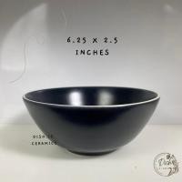 ราคา Dish.is.ceramics ชุดเซทจานชาม จาน ชาม แก้ว เนื้อเซรามิค สีกรมขอบขาว ชาม6.25x2.5นิ้ว (12375698)