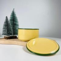 ราคา Dish.is.ceramics ชามทรงปิ่นโต ชามลายปิ่นโต ปิ่นโตเซรามิค สไตล์ย้อนยุค ชามใหญ่สีไข่ไก่เขียว (12375873)