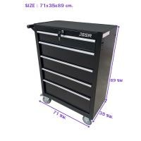 ราคา lucky day plusตู้เครื่องมือ 5 ลิ้นชัก มีกุญแจล็อค 34x71x89 ซม. สีดำ รุ่นล้อใหญ่ 4 นิ้ว(เสียงเงียบ) (12412665)