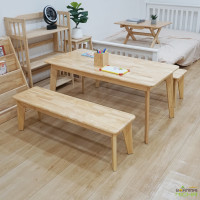 ราคา Baanmainicha ชุดโต๊ะเขียนหนังสือเด็ก โต๊ะเรียนหนังสือ โต๊ะเด็ก เซท+เก้าอี้ 4 ไม้ยางพารา Size :60x120x55 cm. สีธรรมชาติ โต๊ะ1+ม้านั่ง2 (12450327)