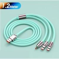 ราคา Smart Home สายชาร์จ 3 IN 1 Type C,iP,Micro USB สายเคเบิลข้อมูลซิลิโคนเหลวโลหะผสมสังกะสี 6A พร้อมไฟ รองรับชาร์จสูงสุด120W 3in1ชาร์จ120W มินต์ (12430051)