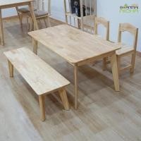 ราคา Baanmainicha ชุดโต๊ะเขียนหนังสือเด็ก โต๊ะเรียนหนังสือ โต๊ะเด็ก เซท+เก้าอี้ 4 ไม้ยางพารา Size :60x120x55 cm. สีธรรมชาติ โต๊ะ1+กอ2+ม้านั่ง1 (12450326)
