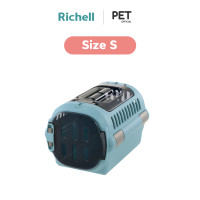 ราคา Richell Pet Pet Carrier Fine Duble Door กรงสัตว์เลี้ยงพกพา เปิดได้ 2 ประตู หมาเล็ก แมวและกระต่าย น้ำหนักไม่เกิน 8 kg. Size S blue (12481302)