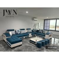 ราคา jwn studio โซฟาห้อง living room sofa 7 ที่นั่ง รุ่น joyful s1 [ สี ฟ้าขาว] งานหนังทั้งชุด (12474457)