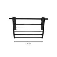 ราคา PFH ราวตากผ้าแขวนระเบียง สีดำ 70 cm อุปกรณ์ยึดแข็งแรง ไม่เป็นสนิม กว้าง 7 cm หนา 2 cm (12496367)