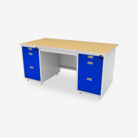 ราคา Luckyworld โต๊ะทำงาน ลิ้นชักซ้าย-ขวา หน้าโต๊ะปิดผิวพีวีซีลายไม้ขนาด 1.6 เมตร รุ่น DP-52 สีน้ำเงิน (12496566)