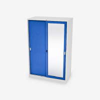 ราคา LUCKYWORLD ตู้เสื้อผ้าบานเลื่อนทึบ+บานกระจกเงา KVS-126K สีน้ำเงิน (12500427)