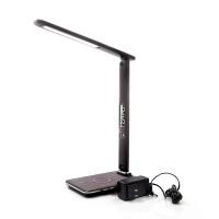 ราคา RIN โคมไฟตั้งโต๊ะ สีน้ำตาล พร้อมแท่นชาร์จไร้สายและนาฬิกาดิจิตอล 36LED V.2 (12538445)