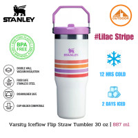 ราคา แก้วเก็บความเย็น Stanley VARSITY ICEFLOW FLIP STRAW TUMBLER 30 OZ Lilac Stripe (12488870)