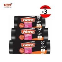 ราคา Hero ถุงขยะ ม้วนดำ (แบบหนา)[แพ็คสุดคุ้ม 3 แพ็ค] [x3 แพ็ค] 30x40นิ้ว (12505154)