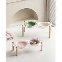 ราคา MM SHOP ชามน้องหมาน้องแมว ชามข้าวสัตว์เลี้ยง จานเซรามิคพร้อมฐานวางอะคริลิค ขาไม้โอ๊ค M เขียว (12542359)