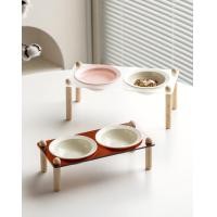 ราคา MM SHOP ชามน้องหมาน้องแมว ชามข้าวสัตว์เลี้ยง จานเซรามิคพร้อมฐานวางอะคริลิค ขาไม้โอ๊ค M ชมพู (12542361)