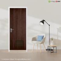 ราคา EXTERA ประตู UPVC สำหรับใช้ภายใน สีน้ำตาลเข้ม ผิวลายไม้ + เซาะร่องสีดำ 1เส้นตั้ง + เกล็ดล่าง (L05-G1A-A1 : B) -เจาะรูลูก (12540410)