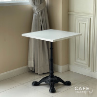 ราคา Cafemaker โต๊ะไม้ปิดผิวท็อปสีขาวทรงสี่เหลี่ยม ขาเหล็กสีดำทรงโรมัน Lily-Series D 70x70 ซม. (12543210)