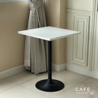 ราคา Cafemaker โต๊ะไม้ปิดผิวท็อปสีขาวทรงสี่เหลี่ยม ขาเหล็กสีดำฐานกลม Lily-Series A 75x75 ซม. (12543261)