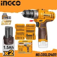 ราคา INGCO สว่านไร้สาย 12V + ชุดดอกไขควงกระแทก COMBO SET No.COSLI24011 Normal (12559152)