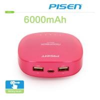 ราคา PISEN แบตสำรองแท้ 6,000 mAh พาวเวอร์แบงค์ 2 USB 5V-2A Moon Box Power รุ่น TS-D095 ปุ่มสัมผัสแบบสไลด์ ไฟฉาย LED ส่องสว่างยามค่ำคืนในตัว - สีแดง (12511121)