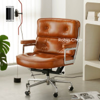 ราคา Robin Chair เก้าอี้สำนักงานหนังแท้ สไตล์ Mid-Century Modern Milk Tea (12542347)
