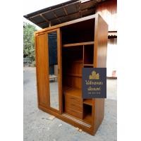 ราคา เฮงเฮงไม้สักเมืองแพร่ ตุ้เสื้อผ้าบานเลื่อนสลับซ้ายขวา มาพร้อมฟังชั่น ชั้นวางของ ลิ้นชัก ราวแขวน ก 60ย 150ส 200 ซม. (12511132)