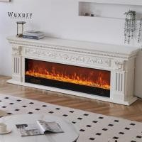 ราคา Wuxury.furniture ตู้วางทีวีเตาพิงไฟ LED 3D เปลวไฟ สเหมือนจริง ส่งฟรี กว้าง 200 สูง 70 cm รุ่น สีขาว (12526663)
