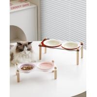 ราคา MM SHOP ชามน้องหมาน้องแมว ชามข้าวสัตว์เลี้ยง จานเซรามิคพร้อมฐานวางอะคริลิค ขาไม้โอ๊ค M ครีม (12542355)