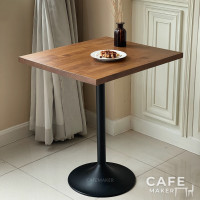 ราคา Cafemaker โต๊ะท็อปไม้ยางพาราประสานทรงสี่เหลี่ยม ฐานทรงกลมสีดำ Double Cocoa - Merry go Square 75x75 ซม. (12543134)