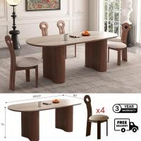 ราคา Bunise Oval dining table SD76 ชุดโต๊ะอาหารไม้ยางพารา รุ่น โต๊ะขนาด 140/160/180/200CM สีโอ๊ค 6-8 ที่นั่ง โต๊ะอาหารรูปเอลล 160*80*75CM+Chair*4 (12564833)