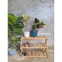 ราคา Naijanshop ชั้นวางรองเท้า วางต้นไม้ สามารถยืดพับได้ ทำจากไม้สัก ขนาด 25x65x54 แต่ละชั้นสูง 22 cm normal (12565384)
