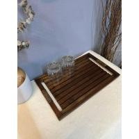 ราคา Naijanshop ถาดเสริฟ์ ถาดผลไม้ ถาดวางของ ไม้สัก มือจับหวาย ขนาด 23x40x35 ซม. normal (12565640)