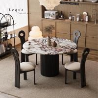 ราคา Lequa.furniture โต๊ะอาหาร ทรงกลม โต๊ะทานข้าว Top หินอ่อน Bvlgari จัดส่งฟรี 80 cm. (12550539)