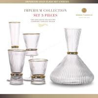 ราคา Dining Vaisselle - ชุดแก้วหรูหรา Imperium Gold เซ็ต 5 ชิ้น พร้อมลวดลายทอง (พร้อมฝาWood Lid Ball) (12529792)