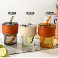 ราคา Pc Decorate แก้วกาแฟ ใส่กาแฟร้อน สไตม์มินมอล แก้วหนา พร้อมหลอดแก้ว ฝาปิด ปลอกหนังกันร้อน ขนาด400ml สีน้ำตาล (12544211)