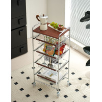 ราคา MM SHOP ชั้นวางของ ชั้นเก็บของ มีล้อเลื่อน โครงเหล็ก ถาดไม้ถอดได้ มีลิ้นชัก 5 ชั้น B 86*77*90 cm (12541959)