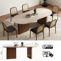 ราคา Bunise Oval dining table SD82 ชุดโต๊ะอาหารไม้ยางพารา รุ่น โต๊ะขนาด 140/160/180CM สีโอ๊ค 6-8 ที่นั่ง โต๊ะอาหารรูปเอลลิปต์ 180*80*75CM Table (12567191)