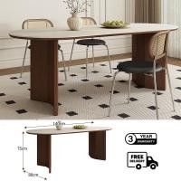 ราคา Bunise Oval dining table SD83 ชุดโต๊ะอาหารไม้ยางพารา รุ่น โต๊ะขนาด 140/160/180/200CM สีโอ๊ค 6-10 ที่นั่ง โต๊ะอาหารรูปเอล Walnut 140*80*75CM (12567410)