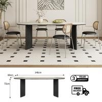 ราคา Bunise Oval dining table SD83 ชุดโต๊ะอาหารไม้ยางพารา รุ่น โต๊ะขนาด 140/160/180/200CM สีโอ๊ค 6-10 ที่นั่ง โต๊ะอาหารรูปเอล Black 140*80*75CM (12567411)