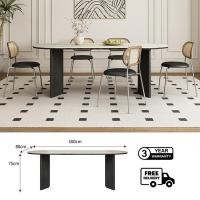 ราคา Bunise Oval dining table SD83 ชุดโต๊ะอาหารไม้ยางพารา รุ่น โต๊ะขนาด 140/160/180/200CM สีโอ๊ค 6-10 ที่นั่ง โต๊ะอาหารรูปเอล 160*80*75CM Black (12567413)