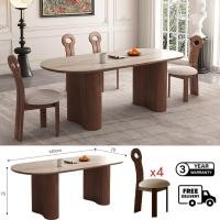 ราคา Bunise Oval dining table SD76 ชุดโต๊ะอาหารไม้ยางพารา รุ่น โต๊ะขนาด 140/160/180/200CM สีโอ๊ค 6-8 ที่นั่ง โต๊ะอาหารรูปเอลล 140*70*75CM+Chair*4 (12564832)