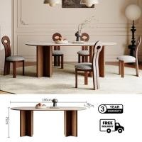 ราคา Bunise Oval dining table SD77 ชุดโต๊ะอาหารไม้ยางพารา รุ่น โต๊ะขนาด 160/180/200CM สีโอ๊ค 6-8 ที่นั่ง โต๊ะอาหารรูปเอลลิปต์ 180*80*75CM (12564889)