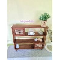 ราคา Naijanshop ชั้นไม้สัก หน้าหวาย ตู้โชว์ วางกาแฟ ขนาด ลึก 125 ยาว 60 สูง 53 ซม. normal (12565397)