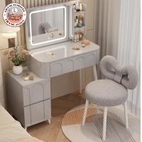 ราคา Lihong ND-024 โต๊ะเครื่องแป้งสไตล์โมเดิร์น พร้อมกระจกไฟLEDและเก้าอี้ เทา 60cm. (12585433)