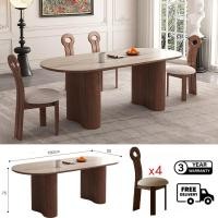 ราคา Bunise Oval dining table SD76 ชุดโต๊ะอาหารไม้ยางพารา รุ่น โต๊ะขนาด 140/160/180/200CM สีโอ๊ค 6-8 ที่นั่ง โต๊ะอาหารรูปเอลล 180*80*75CM+Chair*4 (12564834)