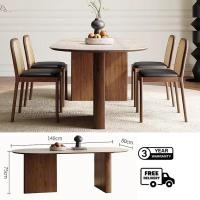 ราคา Bunise Oval dining table SD82 ชุดโต๊ะอาหารไม้ยางพารา รุ่น โต๊ะขนาด 140/160/180CM สีโอ๊ค 6-8 ที่นั่ง โต๊ะอาหารรูปเอลลิปต์ Table 140*80*75CM (12567189)
